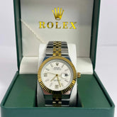 Rolex Land-Dweller Half Gold White Dial 40mm