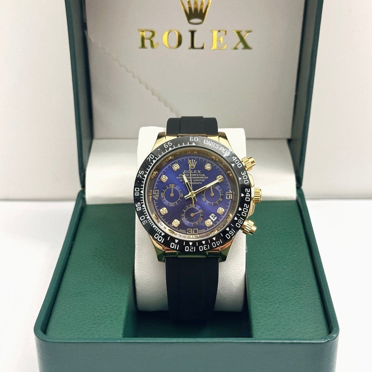 Rolex Daytona Cosmograph Oysterflex Diamond Gold Blue Dial 40mm