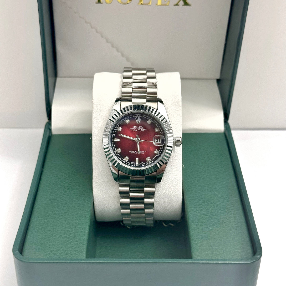 Rolex Lady Datejust Steel Red Dial 28mm