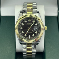 Rolex Datejust Half Gold Diamond Black Dial 41mm