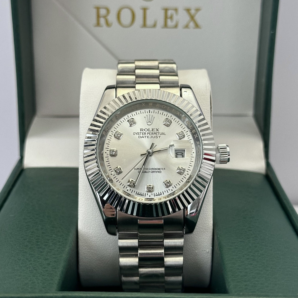 Rolex Datejust Steel Diamond Silver Dial 41mm