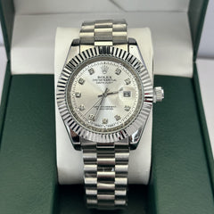 Rolex Datejust Steel Diamond Silver Dial 41mm