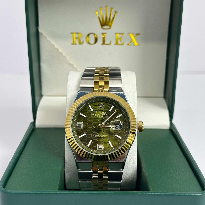 Rolex Land-Dweller Half Gold Green Dial 40mm