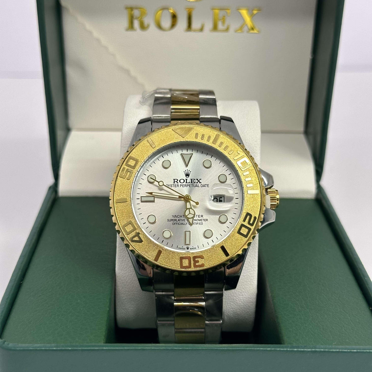 Rolex Yacht Master Half Gold Bezel Silver Dial 40mm