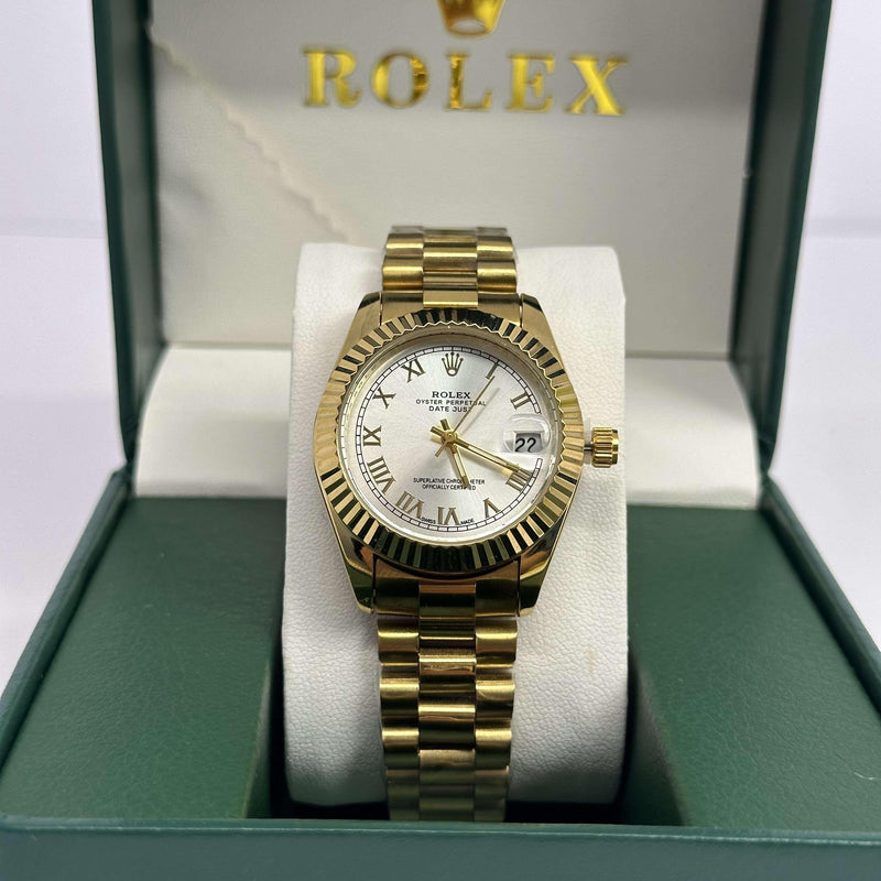 Rolex Lady Datejust Gold Silver Dial 28mm