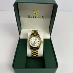 Rolex Lady Datejust Gold Silver Dial 28mm