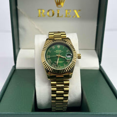 Rolex Lady Datejust Gold Green Dial 28mm