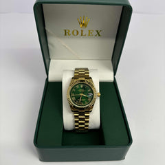 Rolex Lady Datejust Gold Green Dial 28mm
