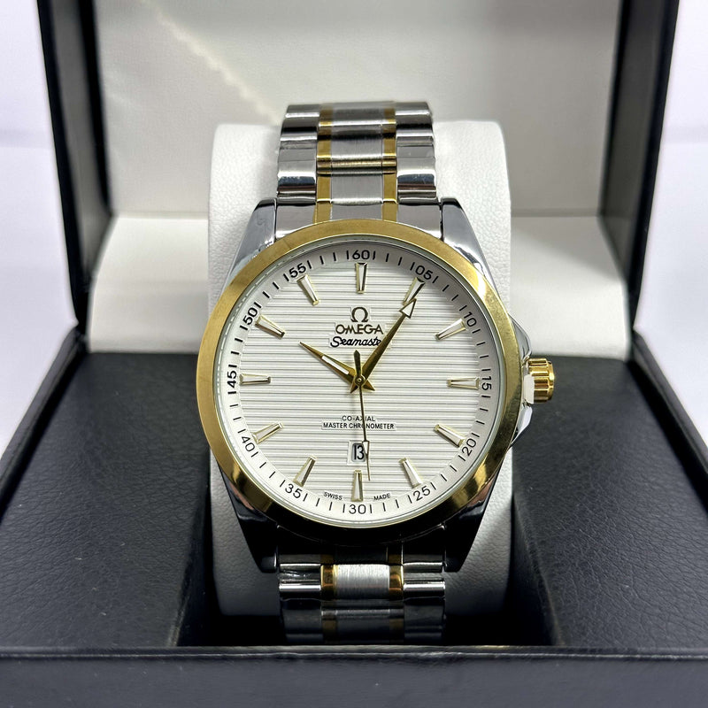 Omega Seamaster Aqua Terra Half Gold White Dial 43mm