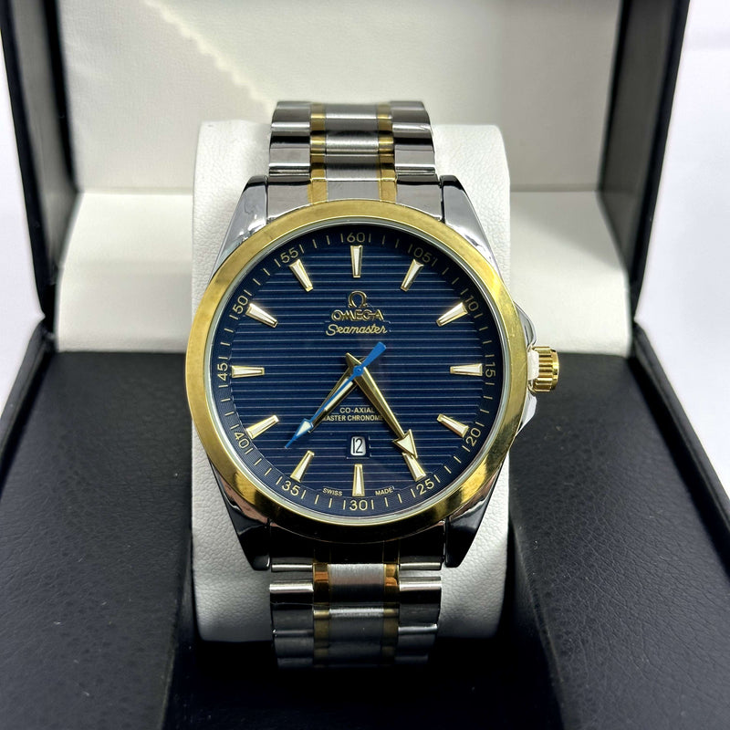 Omega Seamaster Aqua Terra Half Gold Blue Dial 43mm