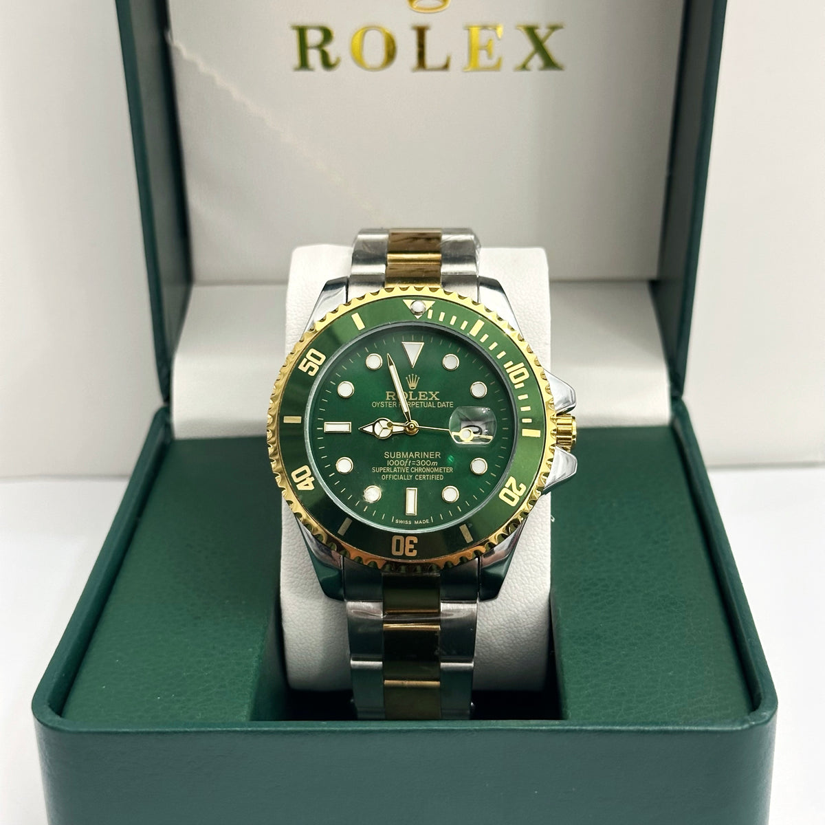 Rolex Submariner Half Gold Green Dial Openback Dial 40mm